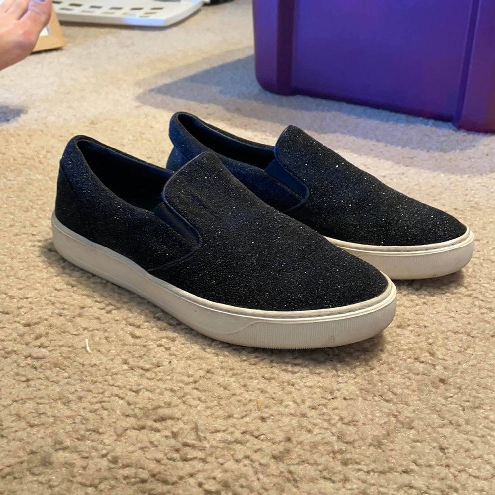 Moncler Slip-on Sneakers, Black Glitter, Size 36